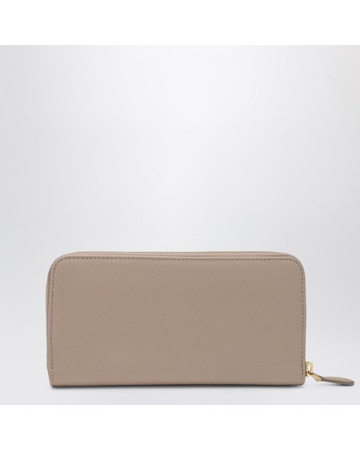 Prada Brown Powder And Zip Around Wallet