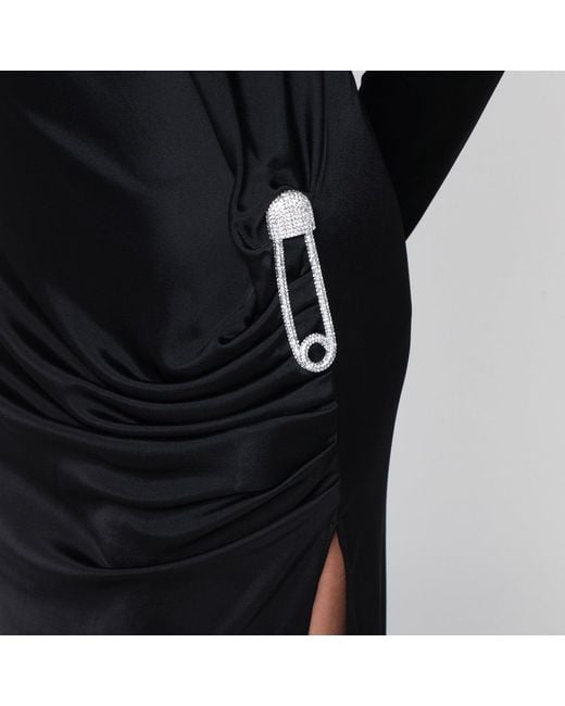 GIUSEPPE DI MORABITO Black Long Dress With Brooch Detail