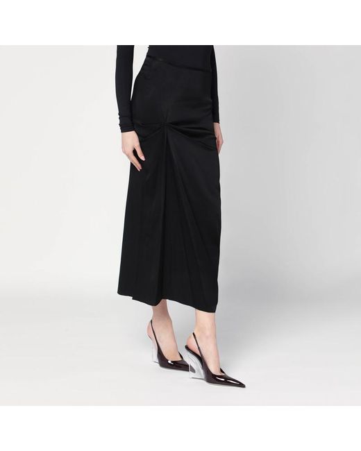 Gonna midi nera con drappeggio di Victoria Beckham in Black