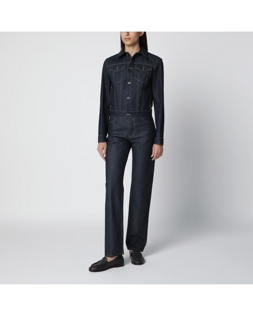 Bottega Veneta Black Denim Jacket With Intrecciato Collar