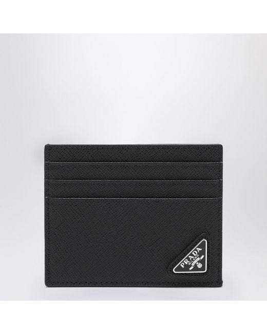 Prada Black Saffiano Leather Credit Card Holder for men