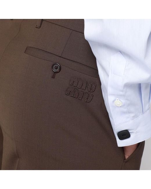 Miu Miu Brown Braune Wollhose