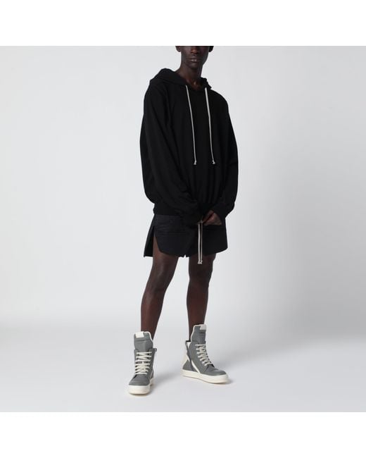 Rick Owens Black Hoodie With Logo Print for men