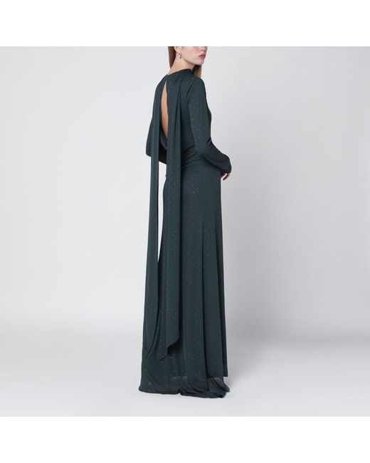 ROTATE BIRGER CHRISTENSEN Blue Long Dress With Rhinestones