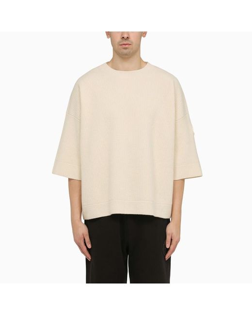 T-shirt bianca a costine in lana di MONCLER X ROC NATION in Natural da Uomo