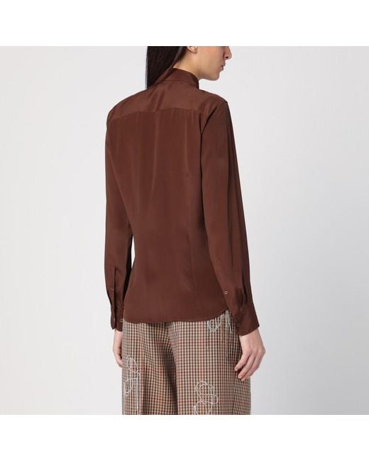 Camicia in misto seta di Dries Van Noten in Brown