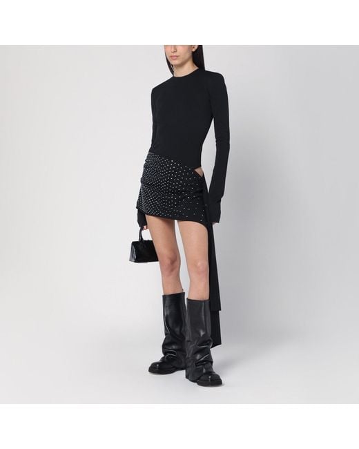 The Attico Black Mini Dress With Thermostrass