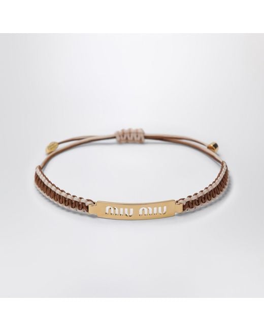 Miu Miu Metallic Sand Braided Cord Bracelet