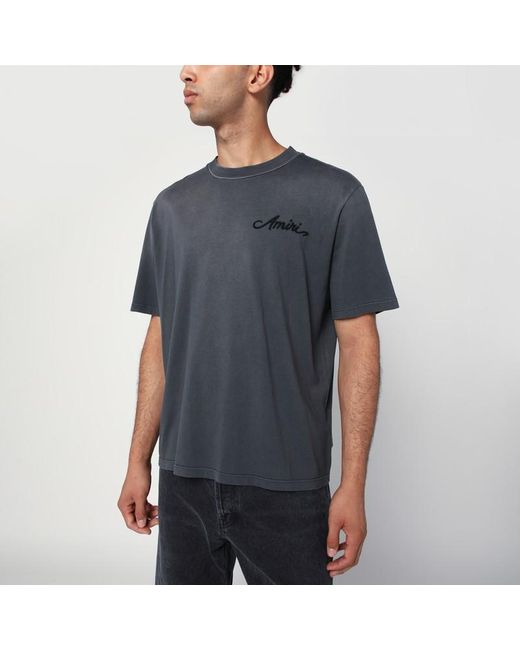 Amiri Verwaschenes Schwarzes T-Shirt Aus Baumwolle in Blue für Herren