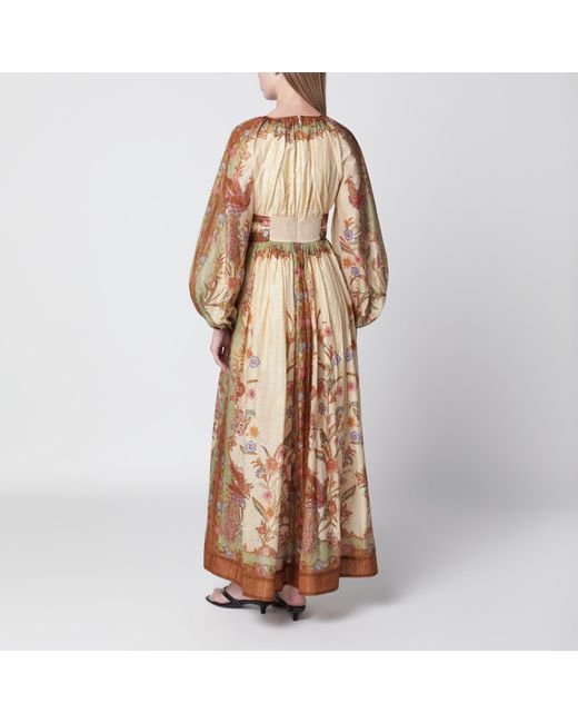 Zimmermann Brown Cream Cotton And Silk Indra Maxi Dress