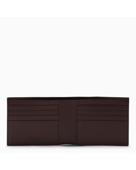 Ferragamo Brown Bordeaux Leather Wallet With Logo for men