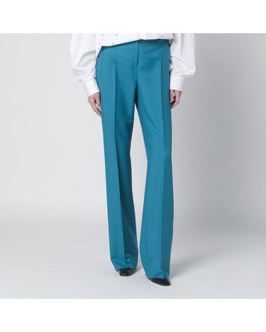 Max Mara Blue Wool And Silk-Blend Trousers