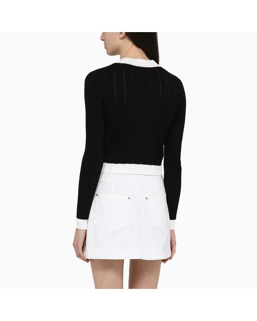 Cardigan bianco/ con bottoni dorati di Balmain in Black