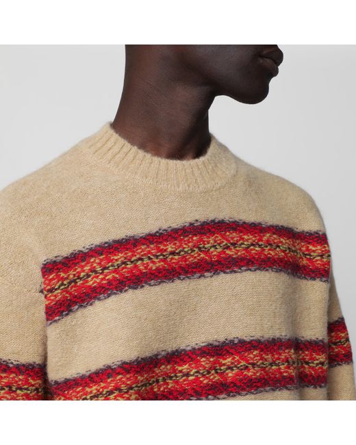 Dries Van Noten Red Striped Wool-Blend Sweater for men