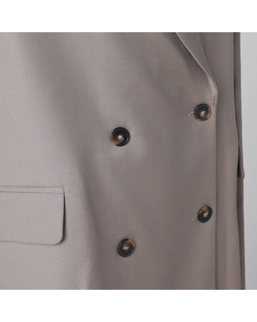 Loulou de Saison Gray Double-breasted Wool Jacket In Taupe Color