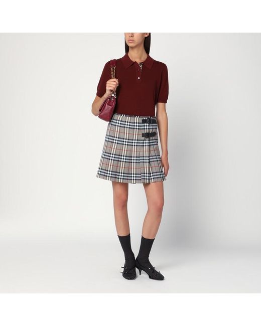 Burberry Red Bordeaux Wool Polo Shirt