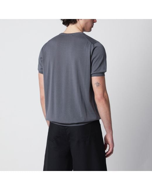 Drumohr Blue Cotton Crewneck Sweater for men