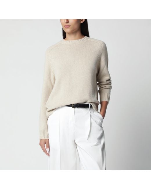 Loro Piana Natural Mélange Cashmere Crewneck Sweater