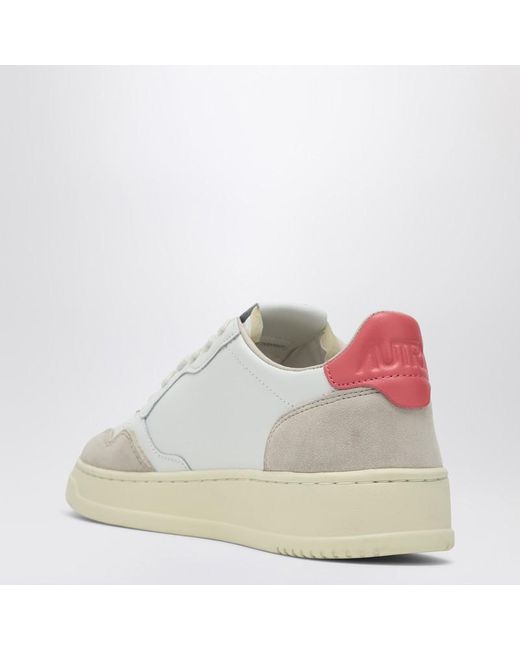 Autry White Medalist Sneakers Aus Weißem/Korallenfarbenem Leder Und Wildleder