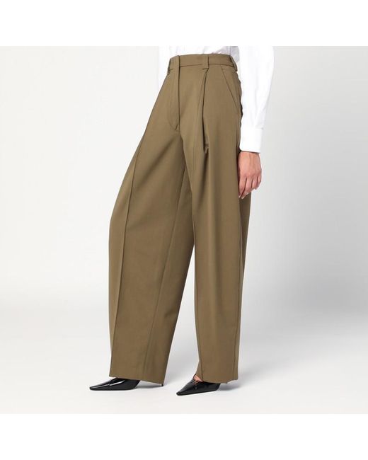 Thelatest Brown Taupe Wool Blend Trousers