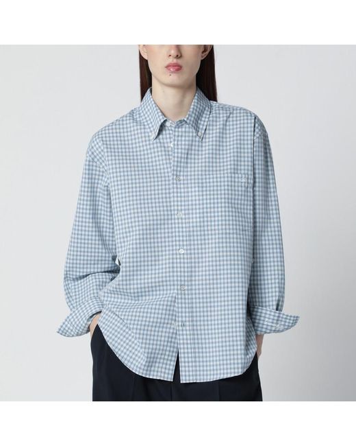 DUNST Blue Oversize-Hemd Hellblau Mit Karomuster