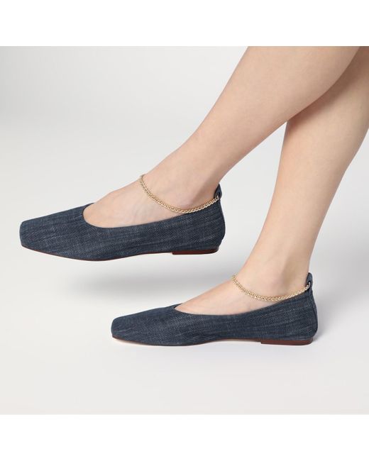MARIA LUCA Blue Navy Denim Augusta Ballerina