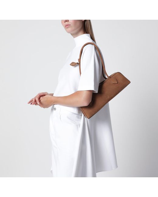 Alaïa Brown Le Teckel Medium Nubuck Leather Bag