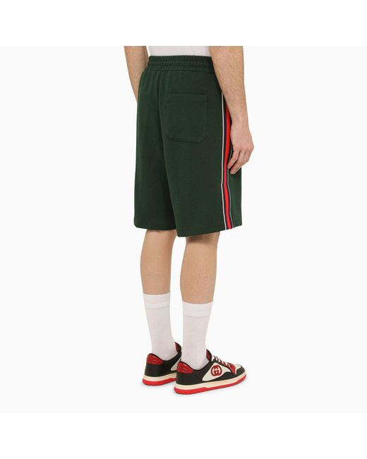 Gucci Green Bottle Jersey Short With Web Detailing for men