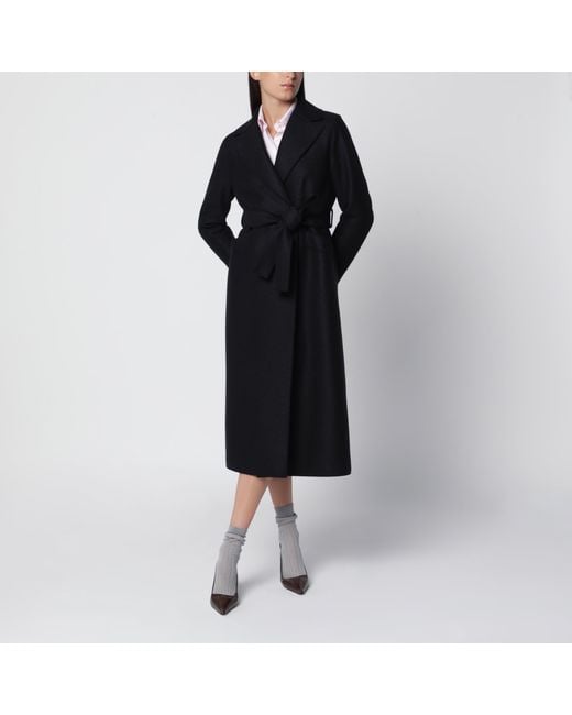 Harris Wharf London Black Wool Wrap Mini Coat