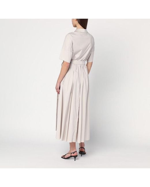 Abito a portafoglio écru in popeline stretch di Max Mara in Natural