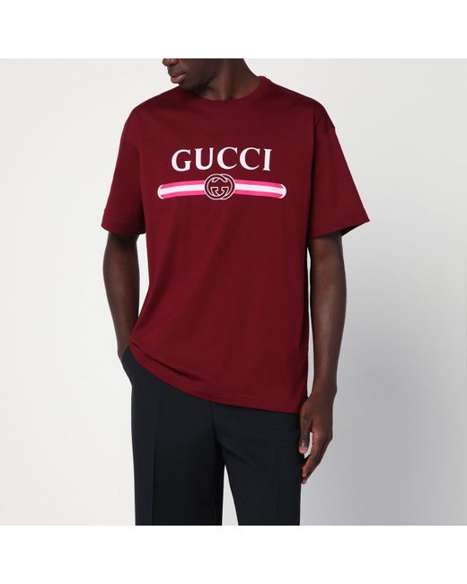 Gucci Anchor T-Shirt With Logo Print in Red for Men | Lyst UK