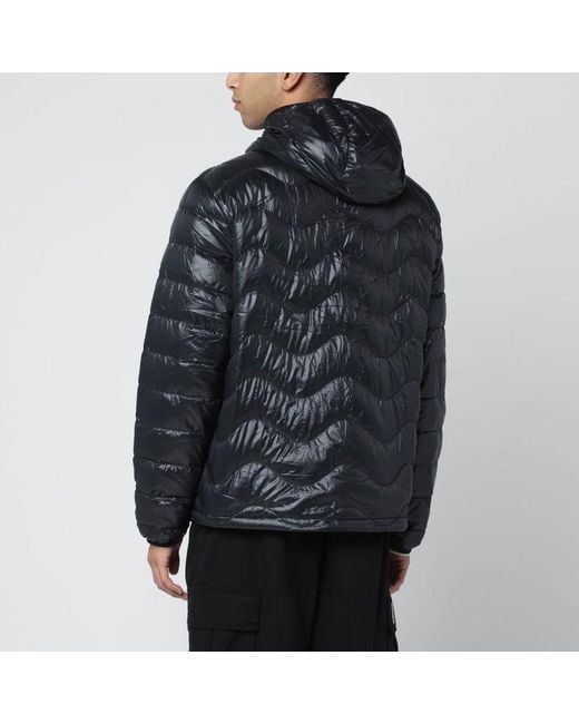 Purple Mountain Observatory Black Waves Hooded Puffer Jacket for men