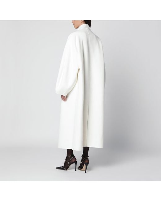 Frankie Shop White Leroy Wool Blend High-Neck Coat