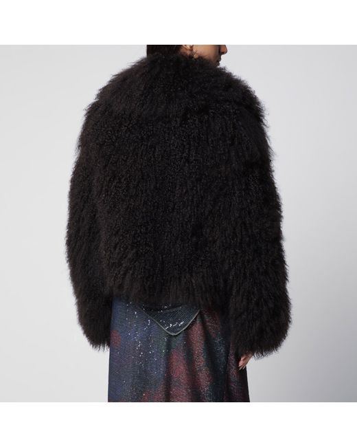 Blancha Black Short Chocolate Fur Jacket