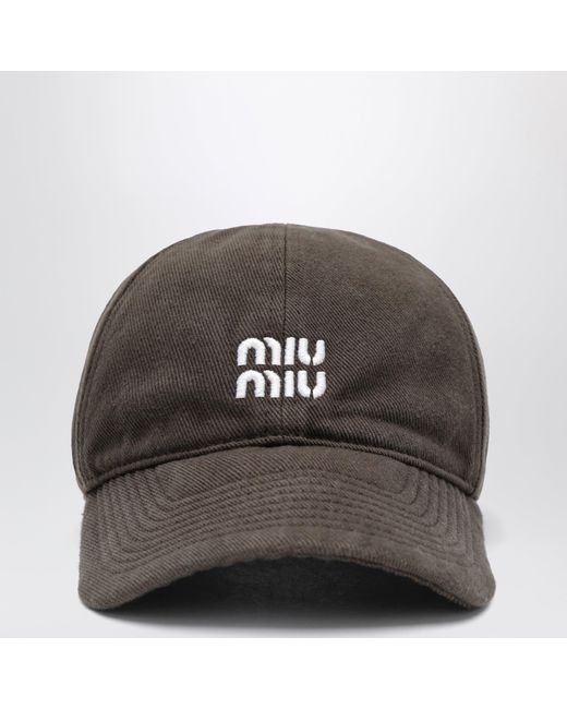Miu Miu Gray Washed Denim Baseball Cap