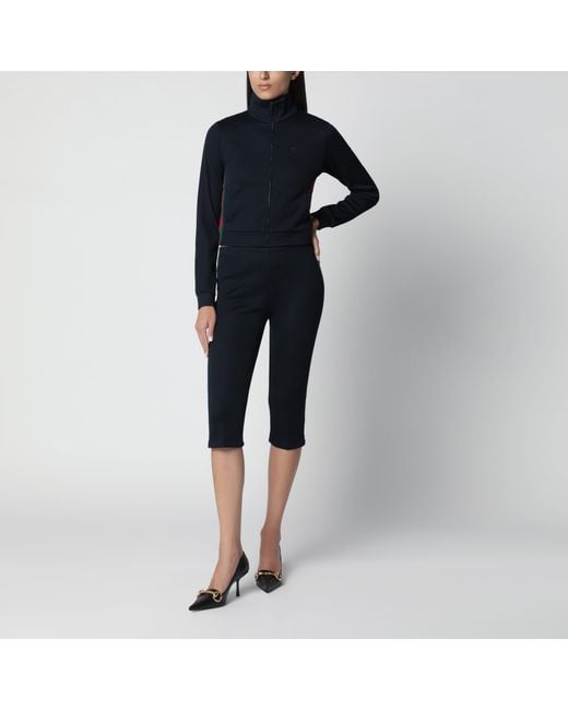 Gucci Blue Ribbed Cotton Jersey Zip-Up Sweatshirt