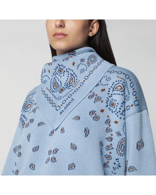 Alanui Blue Bandana Jacquard Sweater