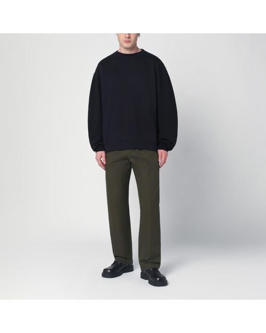 Dries Van Noten Men's Black Sweatshirt With Zip Detail