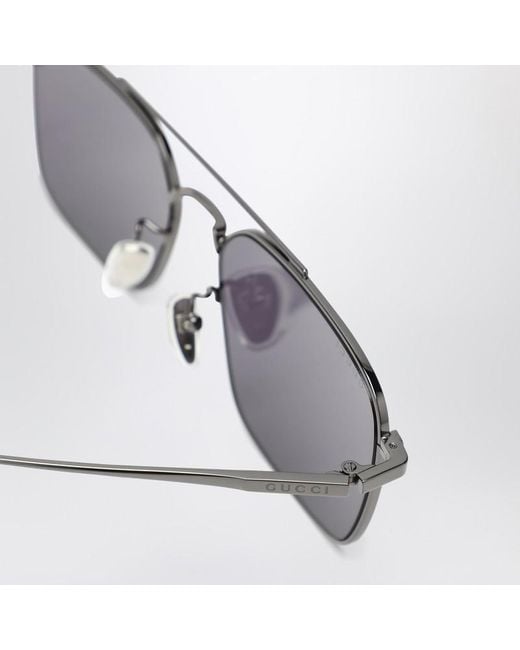 Gucci Metallic Ruthenium Colored Sunglasses With Bridge