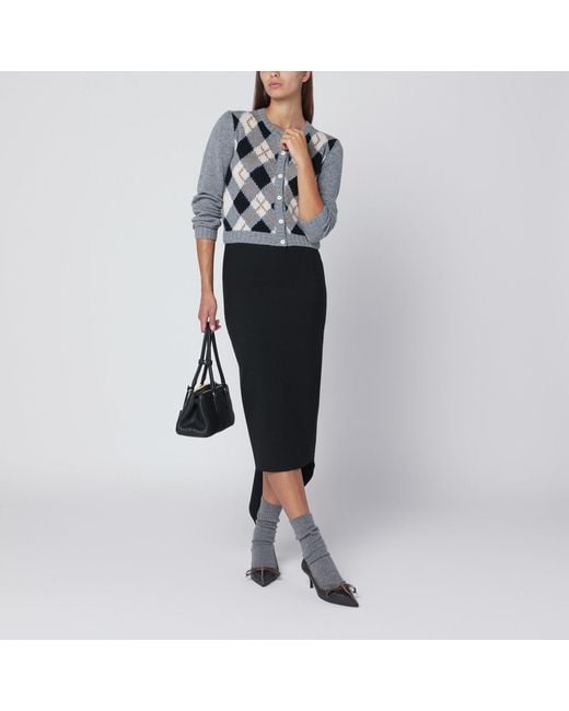 Thelatest Black Cotton Midi Skirt
