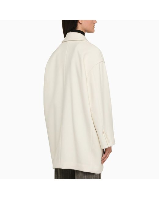 Max Mara White Wool Double-breasted Coat