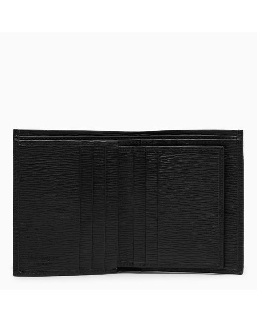 Ferragamo Black Leather Small Wallet With Gancini Logo for men
