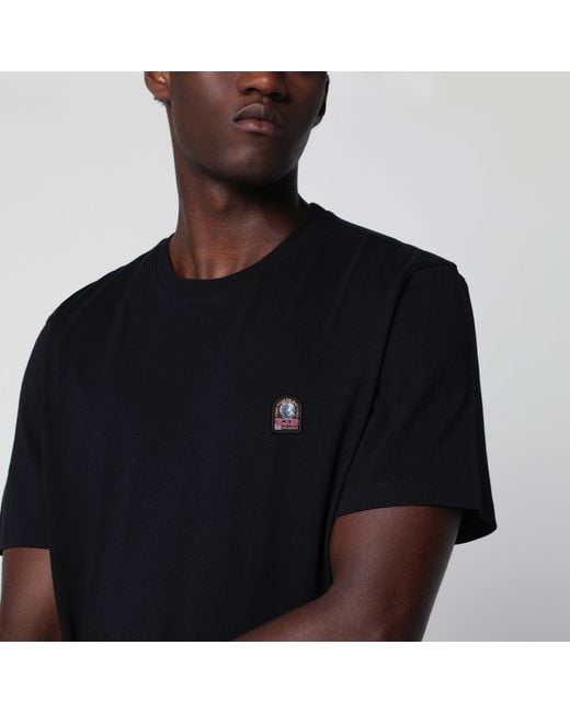Parajumpers Black Cotton T-Shirt With Logo Patch for men