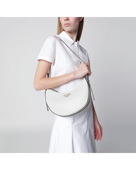 Prada White Arqué Medium Shoulder Bag