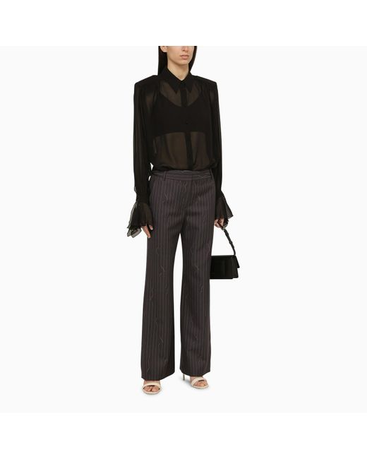 Off-White c/o Virgil Abloh Black Off- Pinstripe Wool-Blend Palazzo Trousers