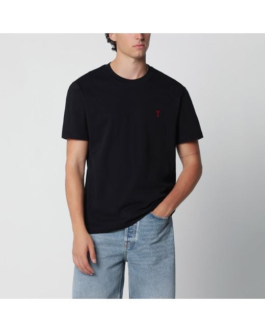 AMI Black Ami De Coeur T-Shirt for men