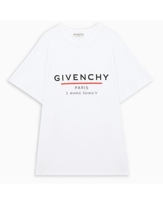 Givenchy White Paris '3 Av George V' Logo T-shirt for men