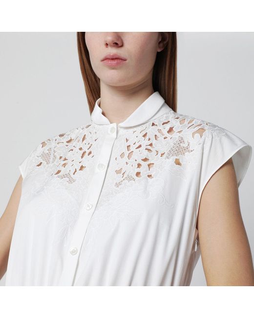 Valentino White Midi Dress With Sangallo Embroidery