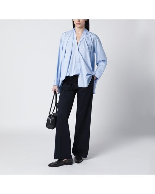 PT Torino Blue Francoise Cotton Blend Trousers