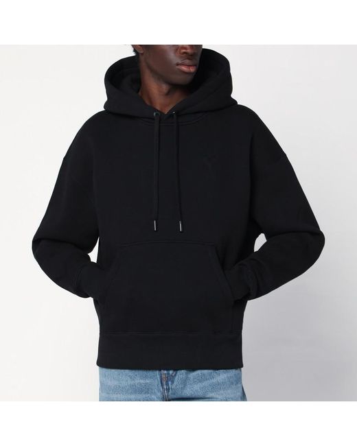 Felpa con cappuccio ami de coeur nera di AMI in Black da Uomo